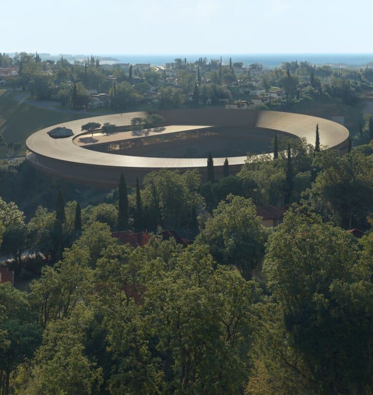 The Ring Istanbul circular structure spanning a lush green river gorge near the Black Sea.