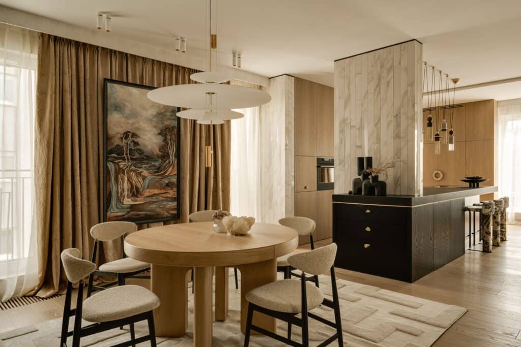 Minimal contemporary bathroom in Artistic Powiśle apartment designed by modeko.studio.