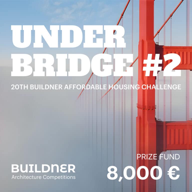 Underbridge housing competition visual exploring modular residential units integrated within infrastructure spaces beneath bridges.