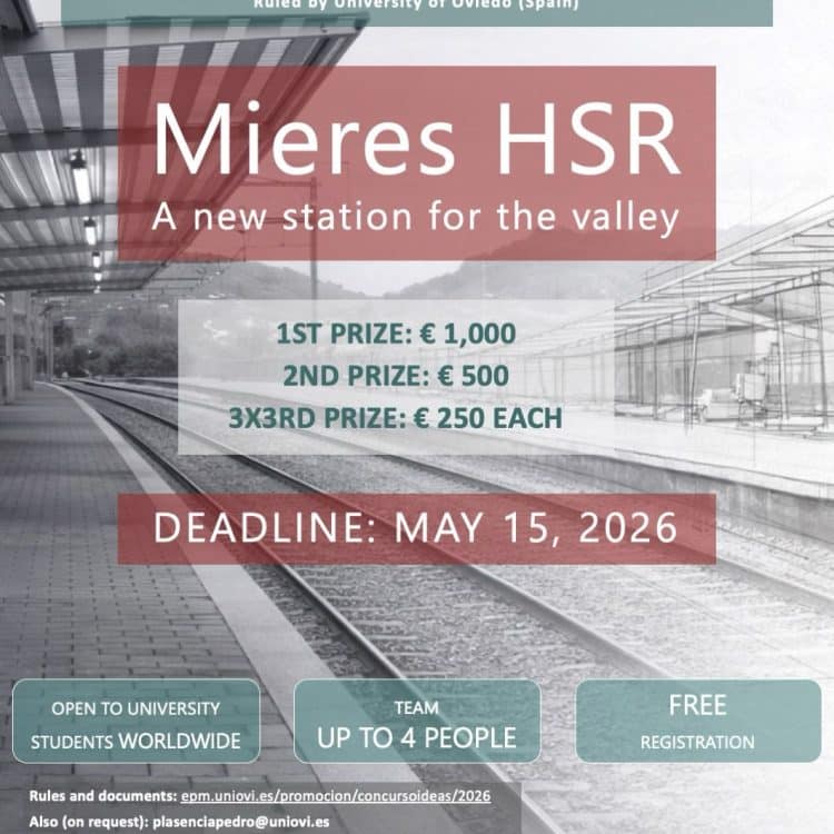 Student competition poster from the University of Oviedo showcasing an academic design or engineering challenge developed within a university environment.