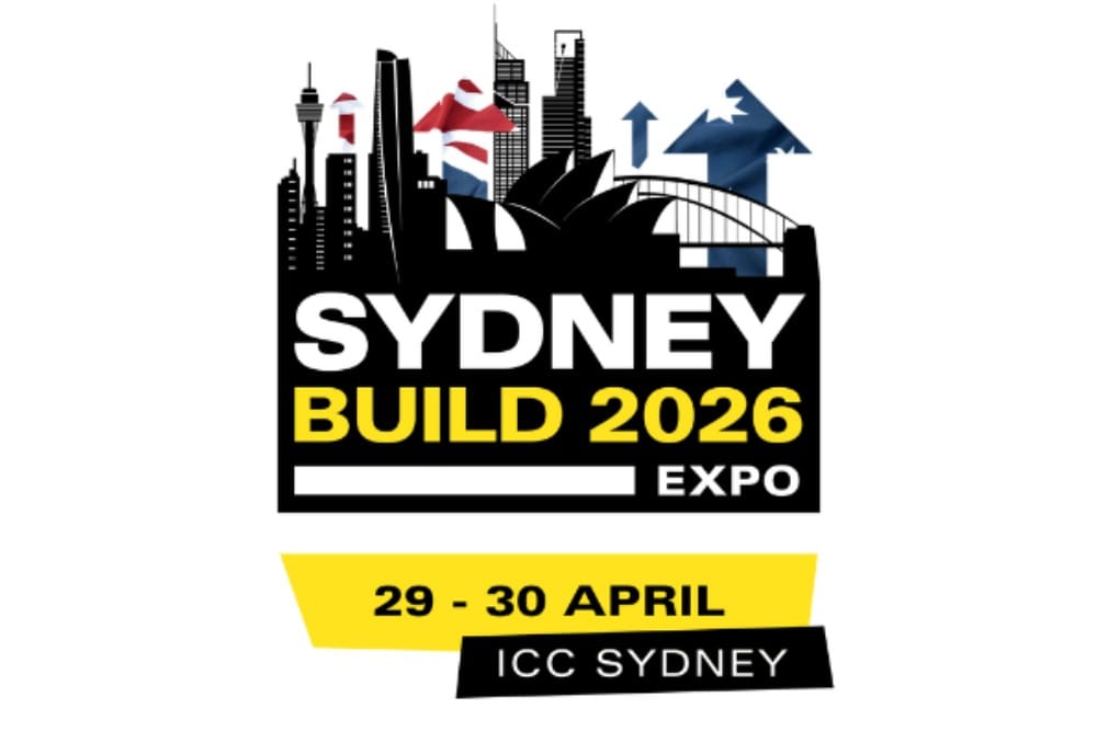 Sydney Build Expo showcasing construction, architecture, and infrastructure innovations inside a large exhibition hall at ICC Sydney.