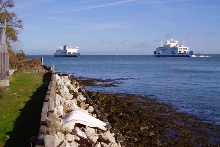 Aerial coastal landscape of The Solent in southern England illustrating the regional maritime environment related to infrastructure and development initiatives.