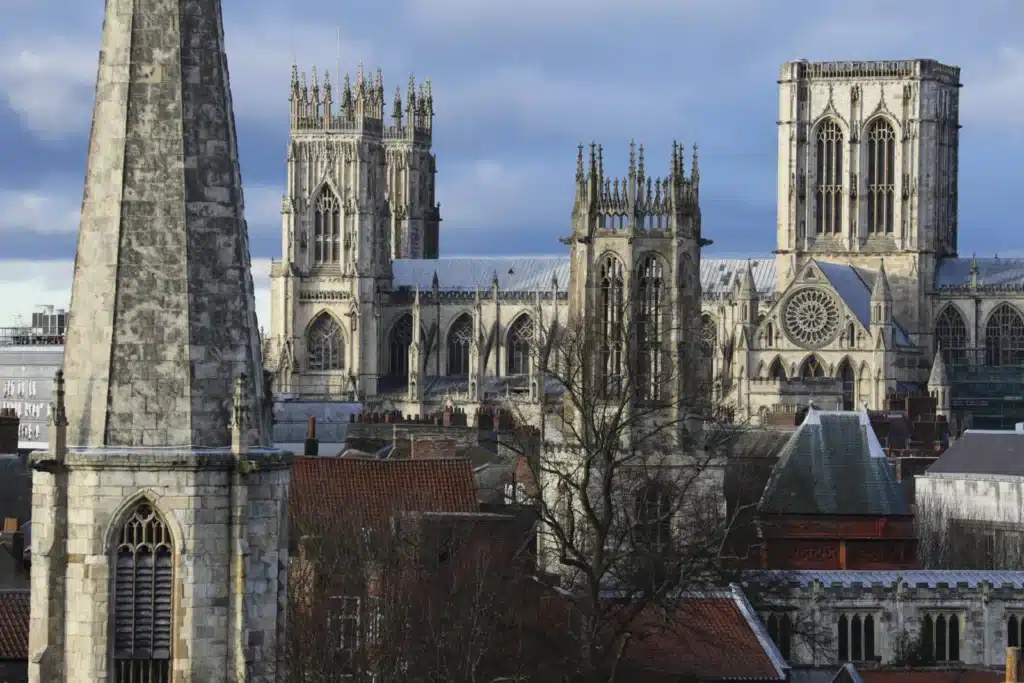 Historic cityscape of York featuring York Minster and surrounding urban fabric representing the Movement and Place Plan York 2026 transport and public space strategy.