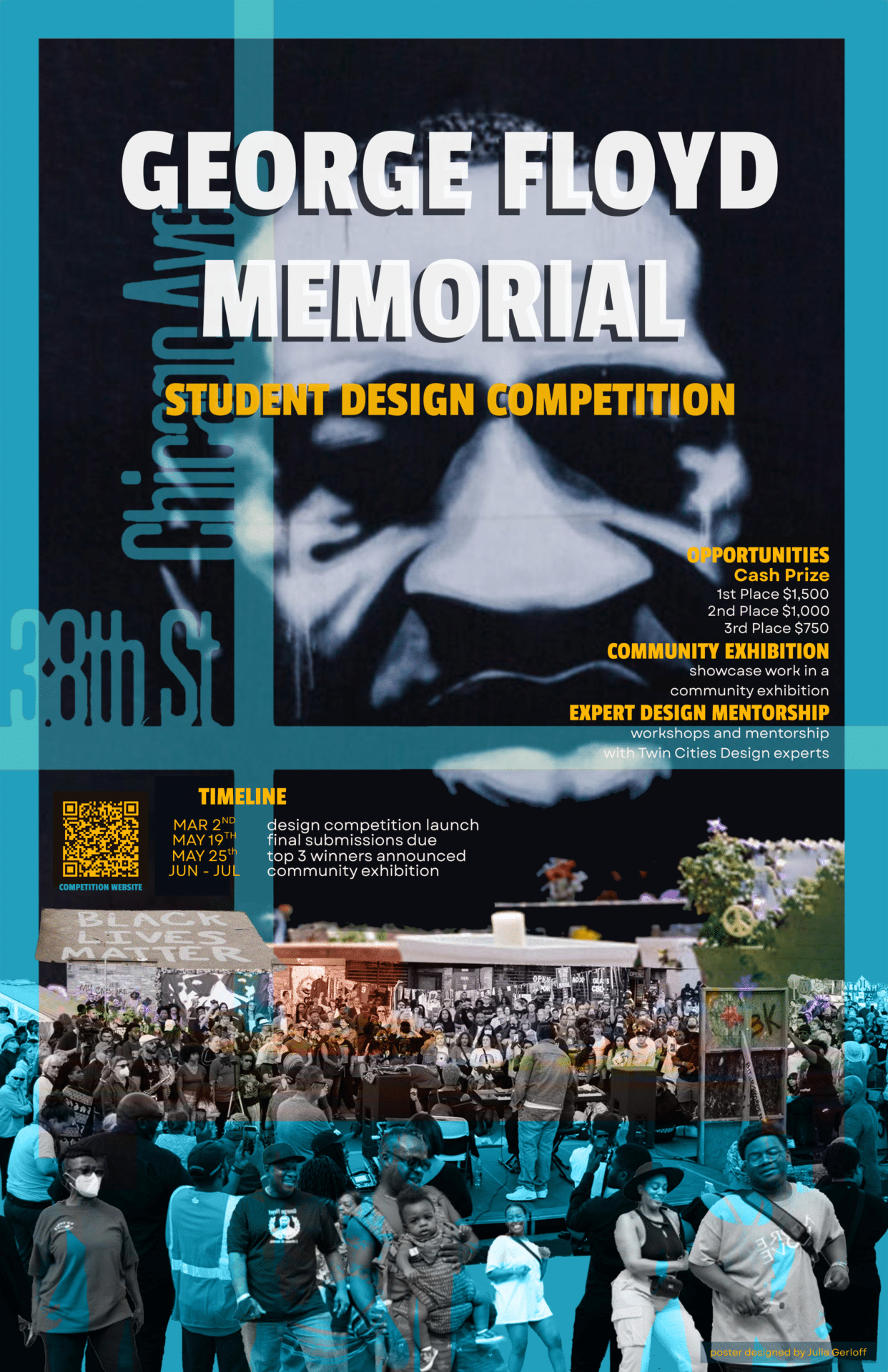 George Floyd Memorial Student Design Competition 2026 poster inviting students to propose a memorial design honoring George Floyd.