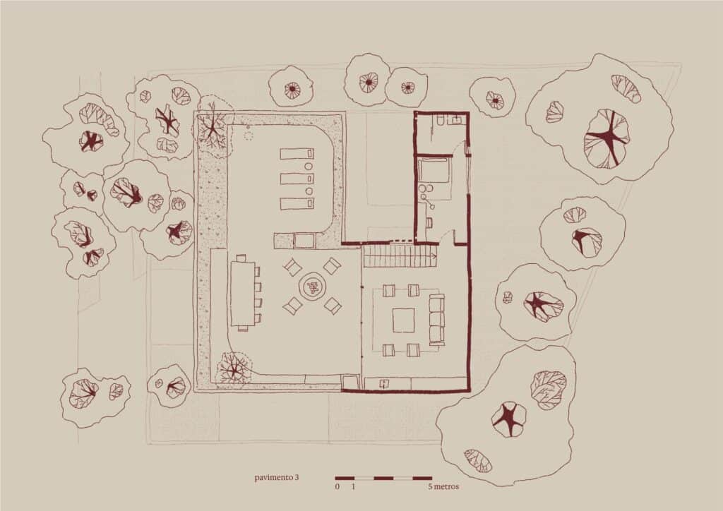 Architectural floor plan of the third level featuring the leisure area and large terrace.