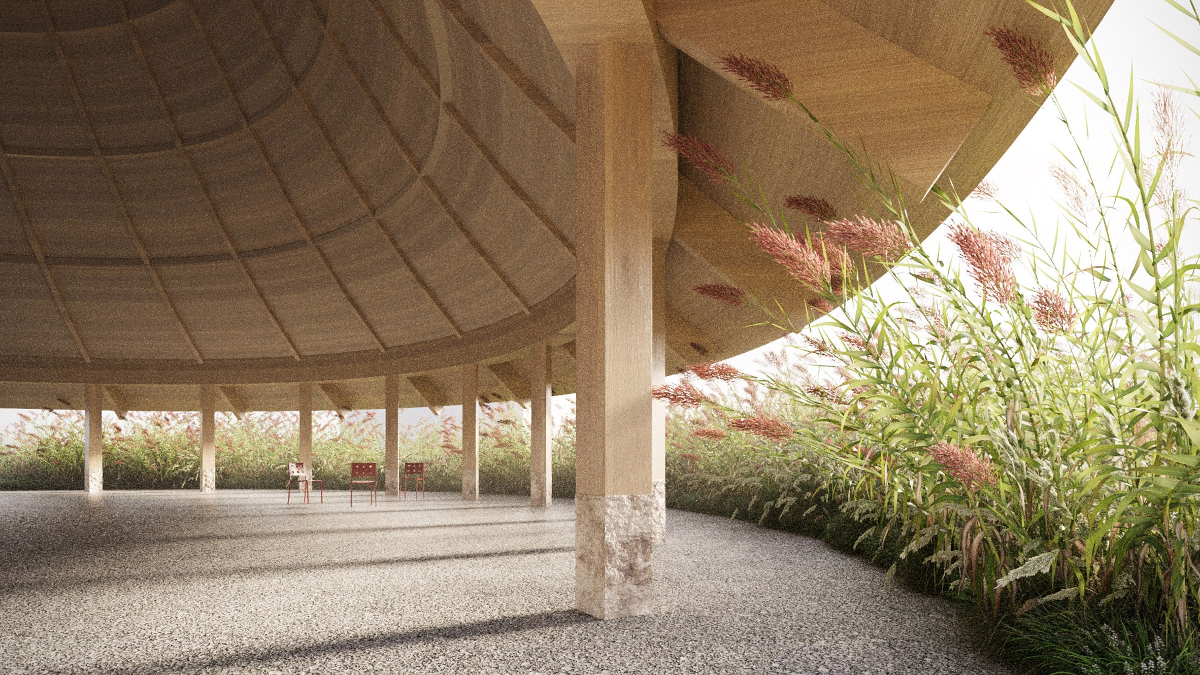 Dongjak Art Space pavilion base timber structure open garden