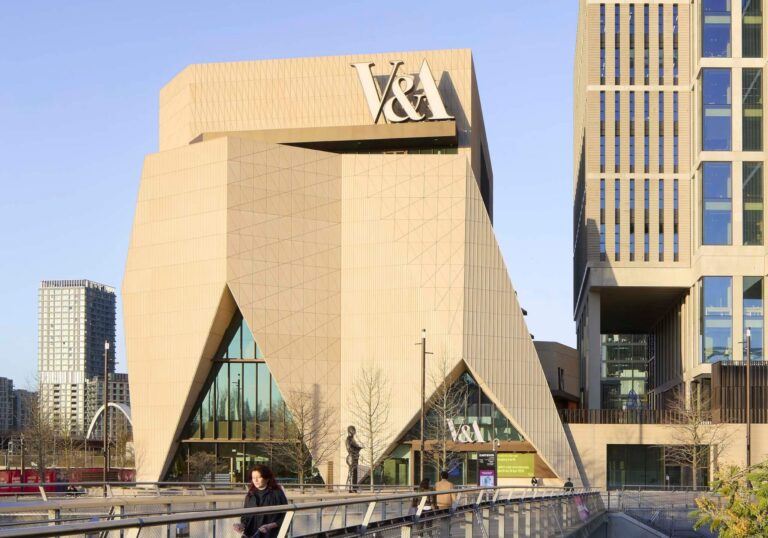 V&A East Museum folded concrete facade in Stratford London