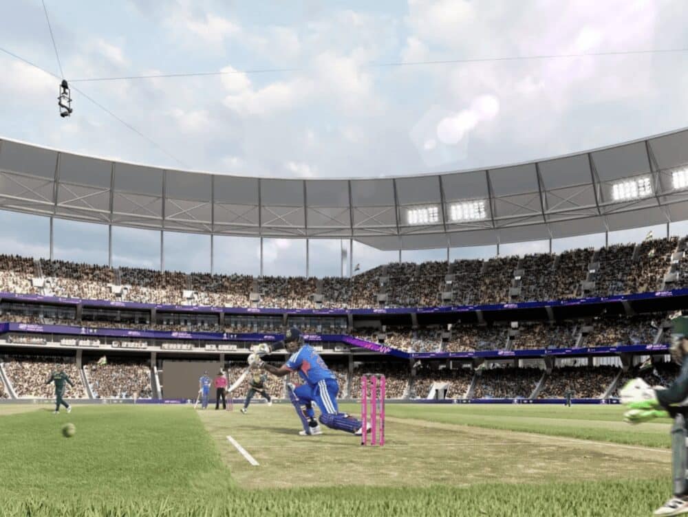 مباراة كريكيت داخل ملعب إيدن جاردنز مع ظهور المدرجات والسقف الجديد أثناء اللعب