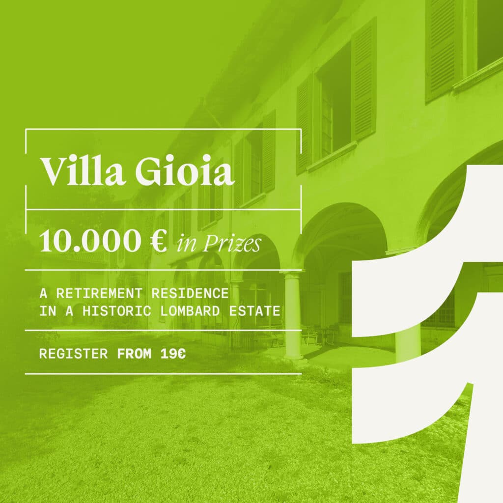 Villa Gioia Competition 2026 promotional poster inviting architects to transform a historic Italian estate into a contemporary retirement residence