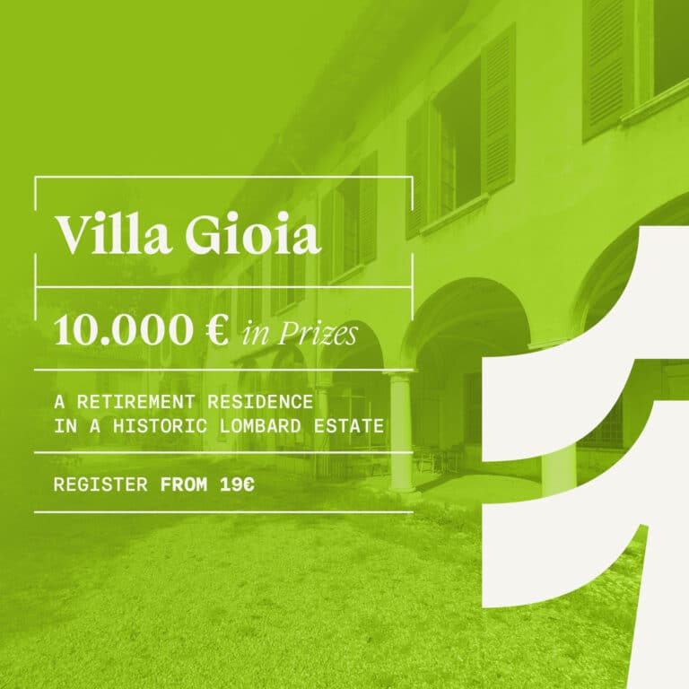 Villa Gioia Competition 2026 promotional poster inviting architects to transform a historic Italian estate into a contemporary retirement residence