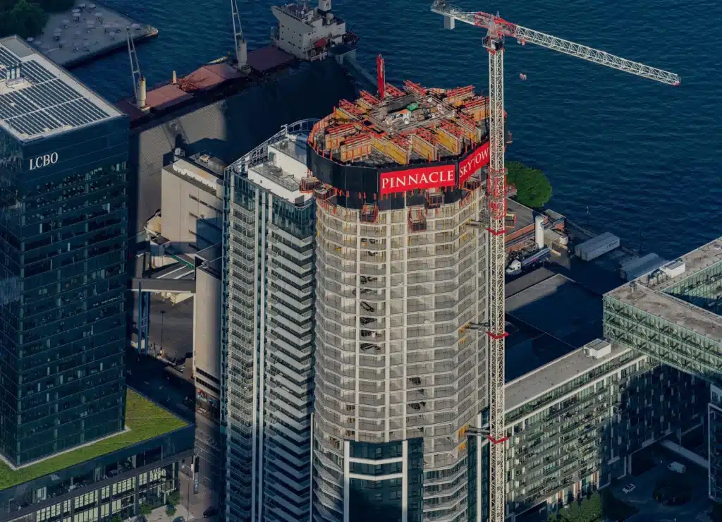 Pinnacle One Yonge mixed-use development podium and tower cluster Toronto waterfront rendering
