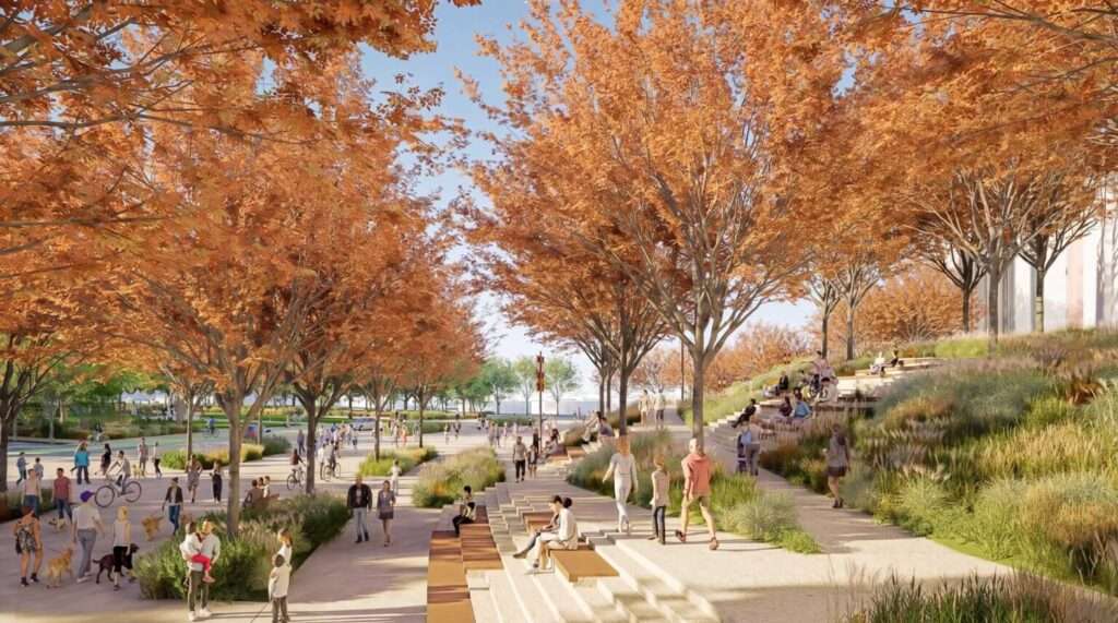 مدخل ملعب واشنطن كوماندرز من الجهة الجنوبية تحت الطريق المرتفع