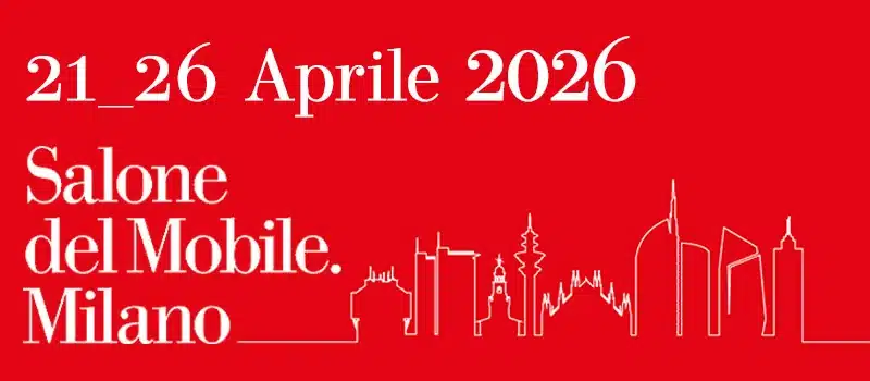 Salone del Mobile Milano 2026 official banner promoting international furniture and design fair at Fiera Milano Rho