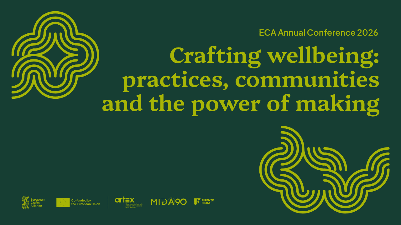 European Crafts Alliance Annual Conference 2026 Crafting Wellbeing promotional banner highlighting craft, community health, and creative wellbeing in Florence