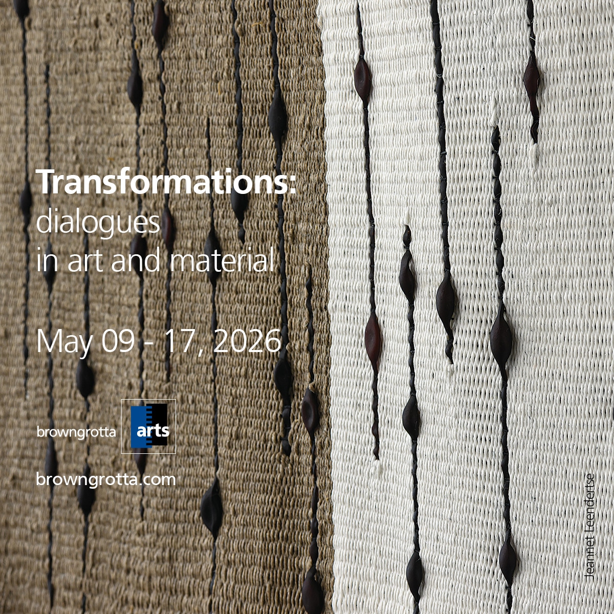 Jeannet Leendertse woven fiber artwork featured in Transformations Dialogues in Art and Material exhibition showcasing contemporary textile art and material experimentation