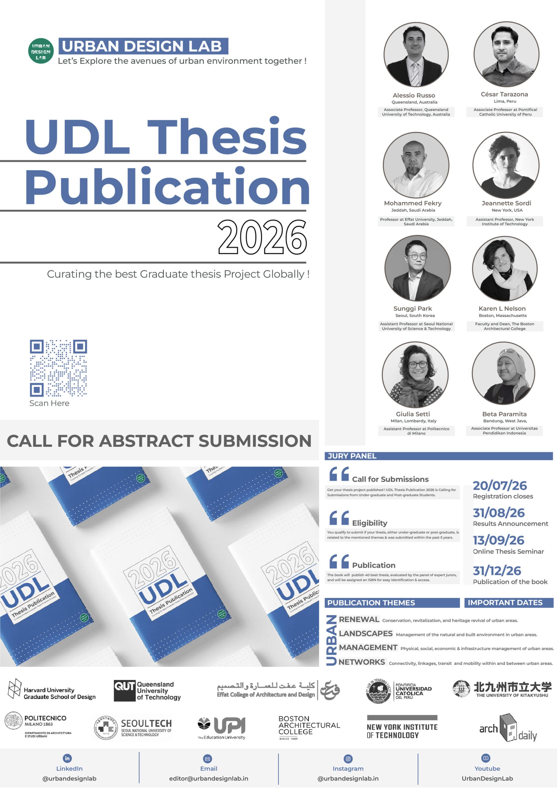 Urban Design Lab Thesis Publication 2026 poster presenting selected student projects in architecture, urban design, and planning.