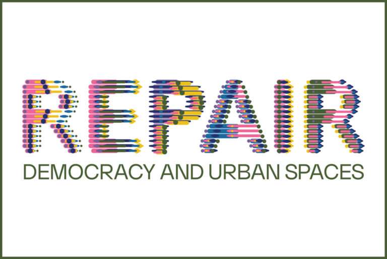 CFA Lab Repair Democracy and Urban Spaces exhibition image at the Center for Architecture exploring civic design, infrastructure justice, and equitable urban futures