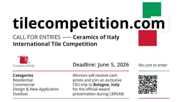 Tile of Spain Awards 2026 call for entries highlighting architectural and interior projects using ceramic materials.