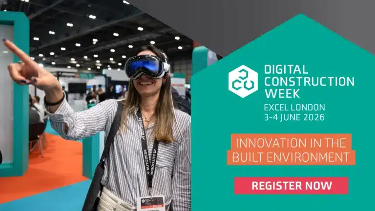 Digital Construction Week 2026 at ExCeL London showcasing BIM, AI, and construction technology through exhibitions and live demonstrations.