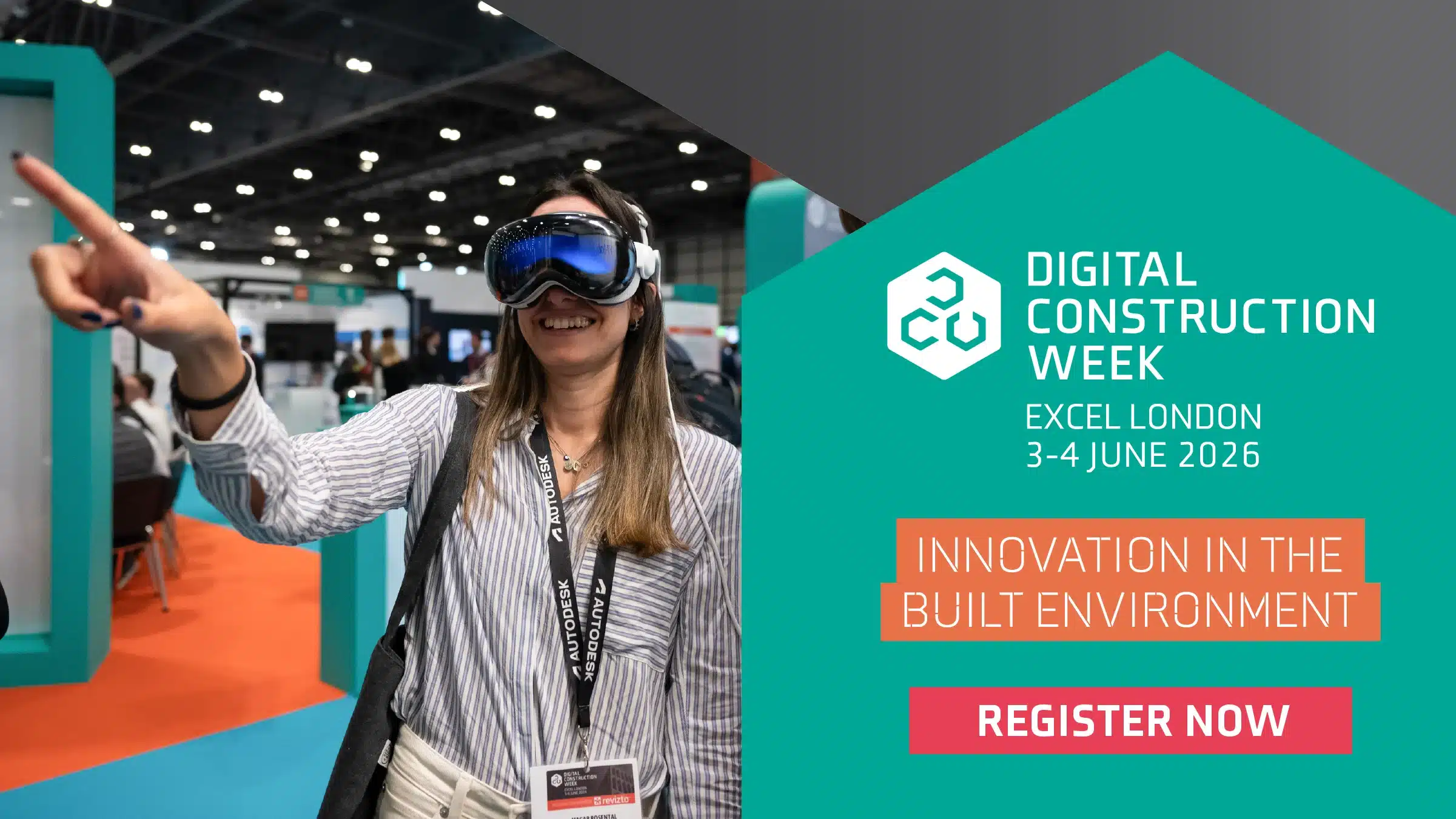 Digital Construction Week 2026 at ExCeL London showcasing BIM, AI, and construction technology through exhibitions and live demonstrations.