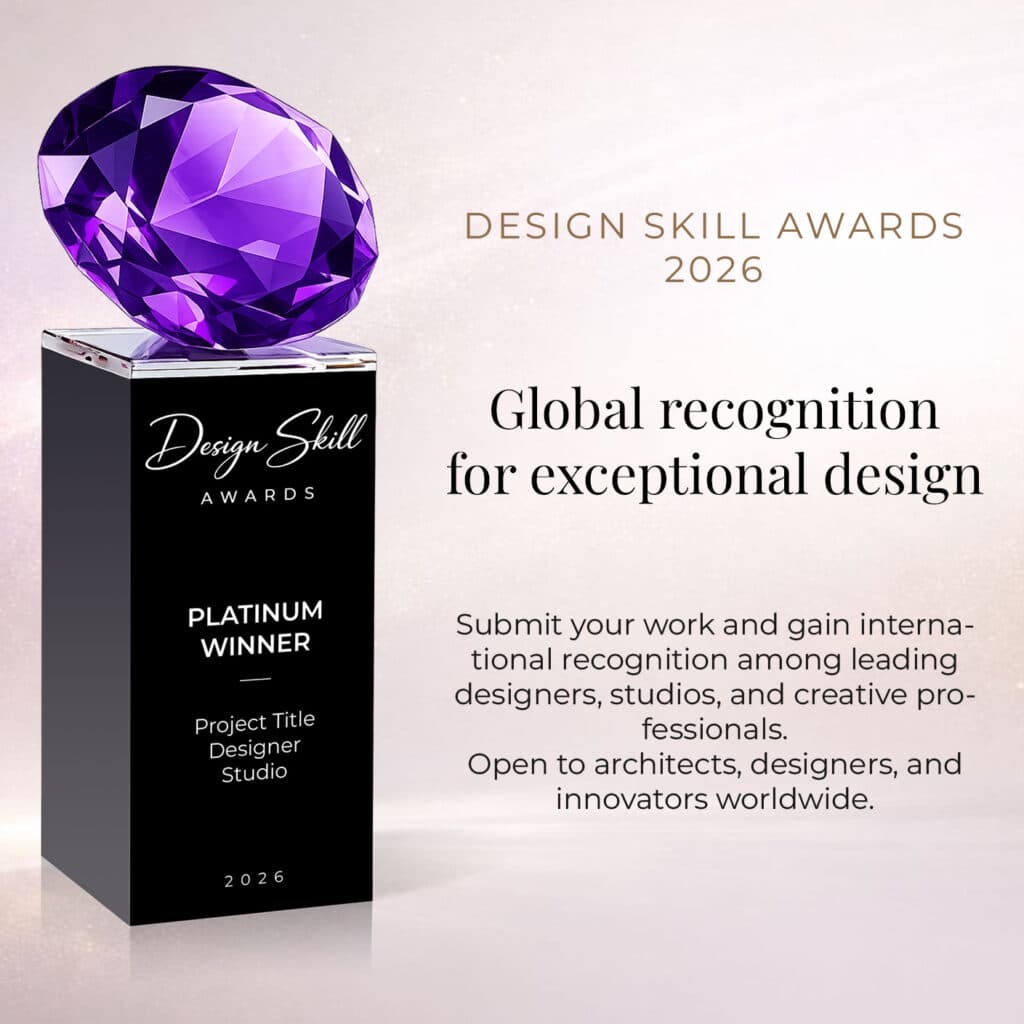 Design Skill Awards 2026 promotional poster highlighting international architecture and design competition for creative excellence