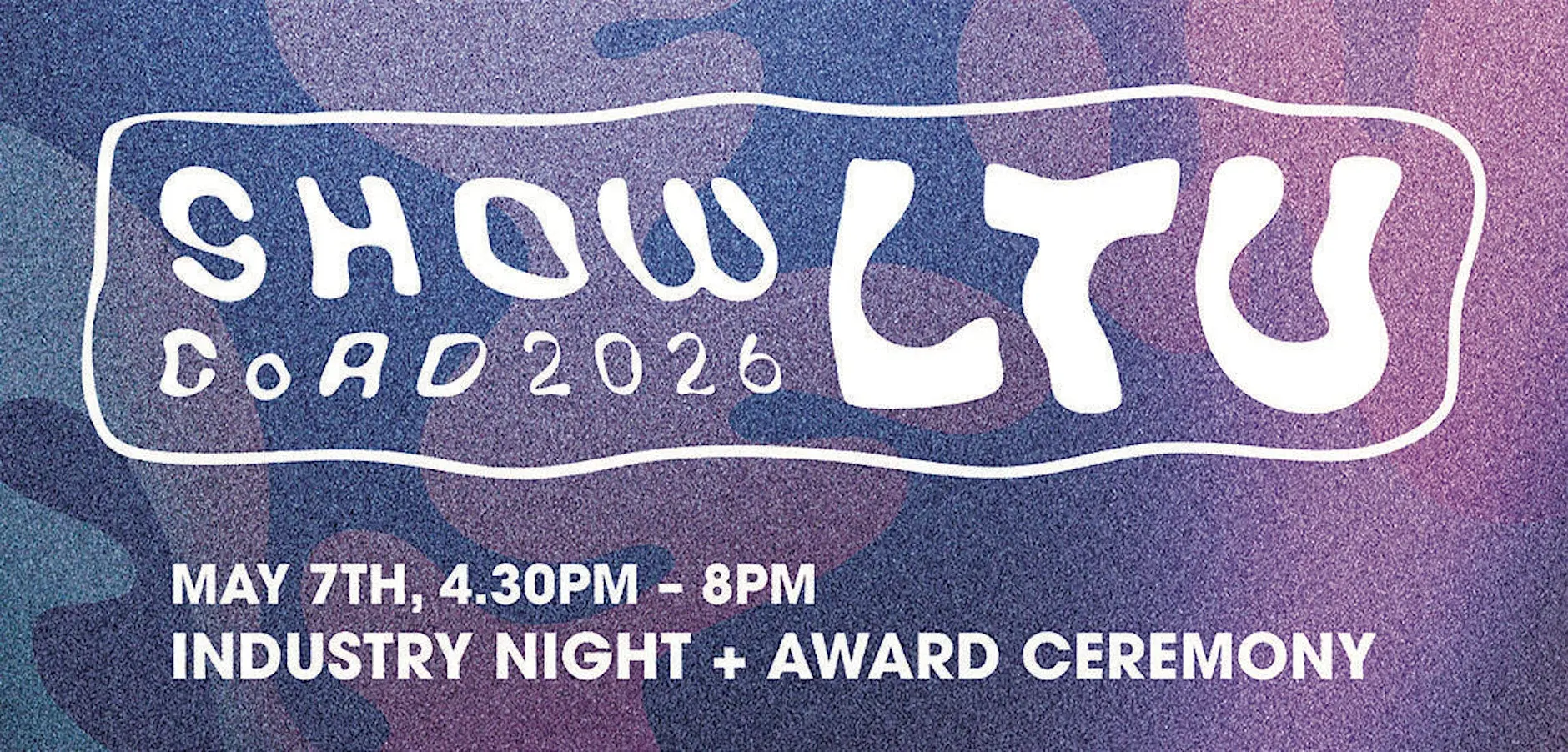 SHOWLTU CoAD 2026 promotional banner highlighting student awards, alumni night, and architecture design exhibition at Lawrence Technological University