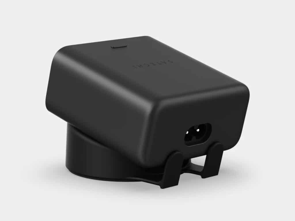 Rear view of the Satechi ChargeView 140W showing the AC power input and the textured matte finish.