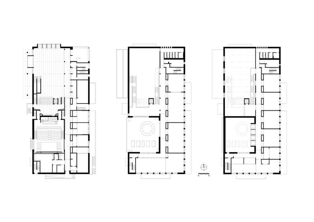 Black and white architectural floor plans of the University of Limerick Student Centre showing spatial distribution.