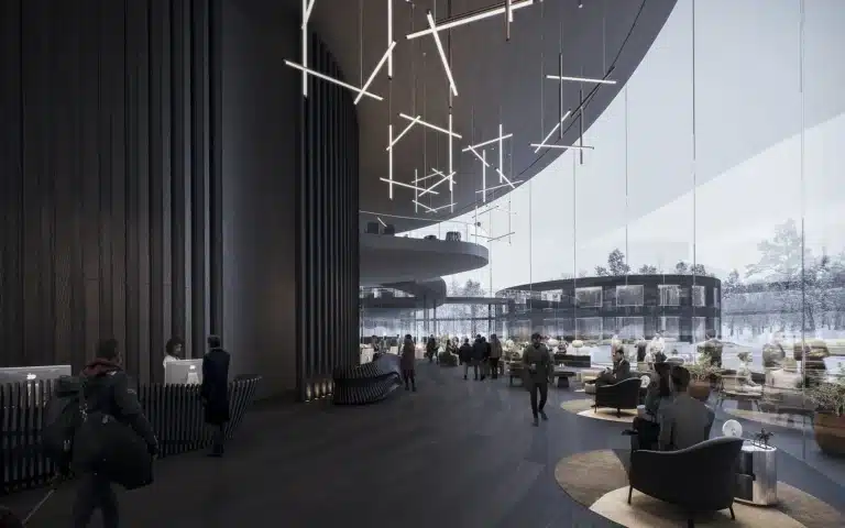 Futuristic hospitality architecture design from the Radical Innovation competition showcasing immersive and sustainable hotel concepts