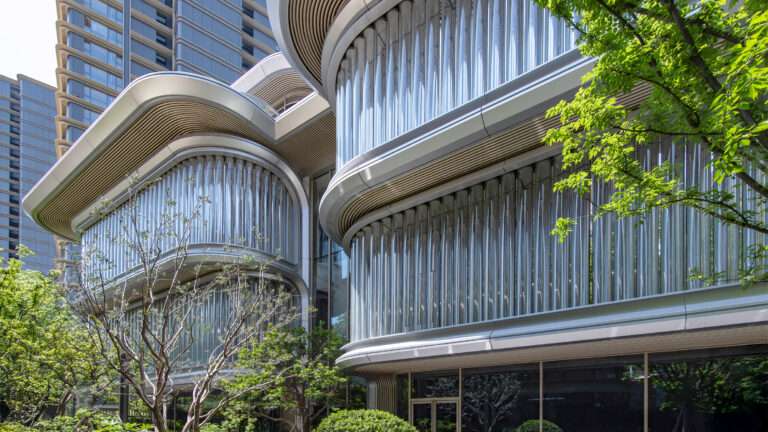 Jia Art gallery exterior in Shanghai showing stepped silhouette with tubular glass facades