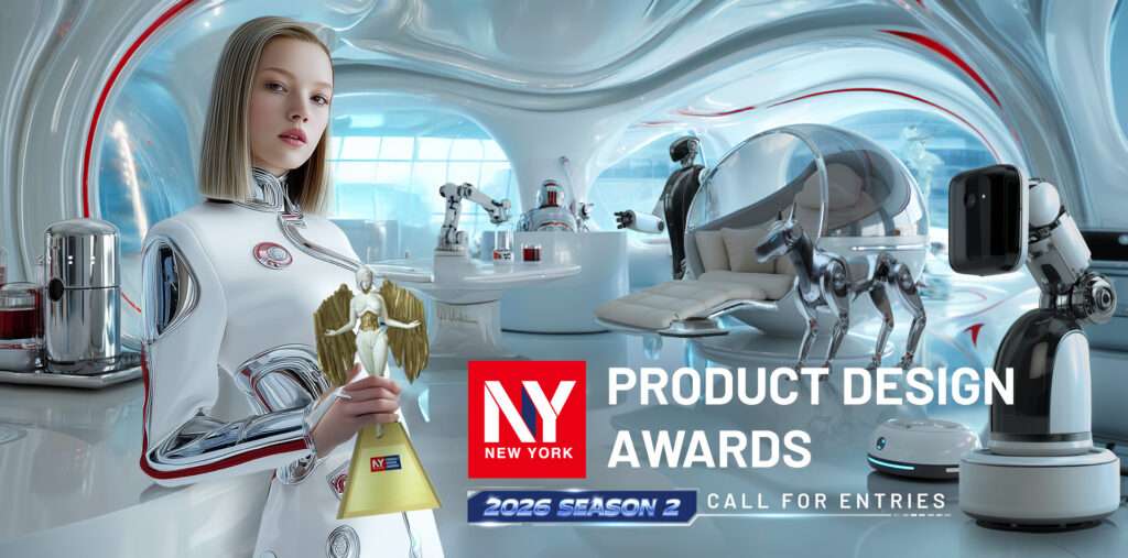 NY Product Design Awards 2026 call for entries banner promoting international excellence in industrial, furniture, packaging, and product design