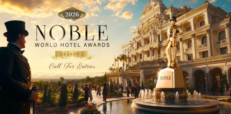 Noble World Hotel Awards 2026 promotional banner celebrating excellence in luxury hospitality, hotel design, guest experience, and international resort innovation