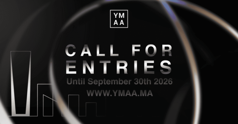 Young Moroccan Architecture Awards 2026 call for entries banner featuring competition branding and visual identity for emerging architectural talent in Morocco