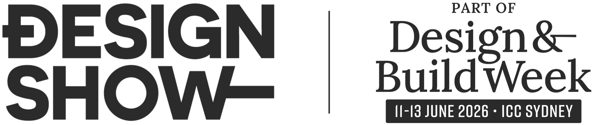Design Show Australia 2026 official logo promoting contemporary interior design, architecture, and creative industry exhibitions in Australia