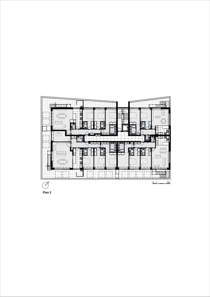 Detailed architectural second floor plan of Scala-Mare showing dual-aspect apartment layouts and internal circulation.