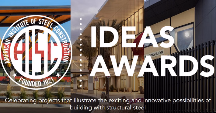 IDEAS Awards 2026 promotional image highlighting innovation in structural steel architecture, engineering excellence, and sustainable building design
