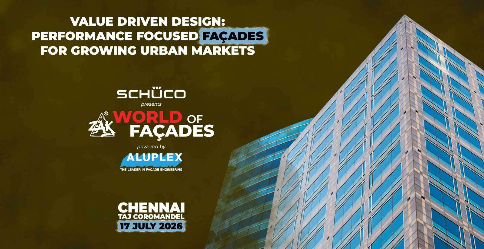 Zak World of Façades NL26 2026 promotional banner featuring façade engineering conference focused on sustainable building envelopes, glass systems, and architectural innovation in Rotterdam