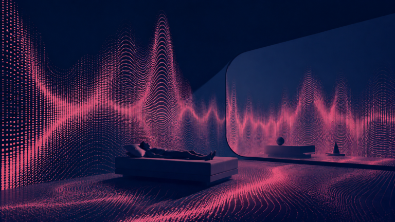 Immersive sleep space formed by digital sound waves shaping a motor-learning environment.