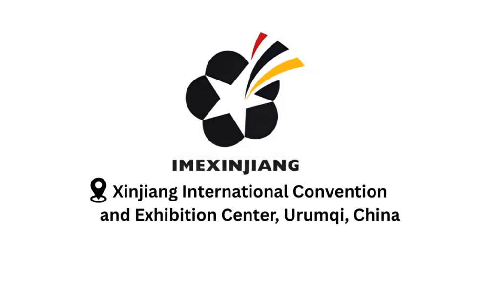 IME China 2026 mining expo promotional banner featuring Xinjiang International Mining and Equipment Exhibition focused on smart mining, mineral resources, and industrial technology