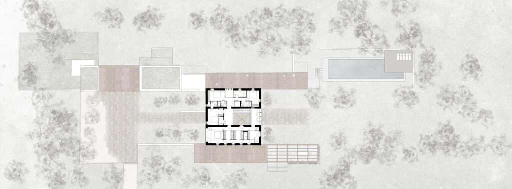 Architectural first floor plan of House 2302 detailing the private bedrooms layout arranged around the central double-height void.
