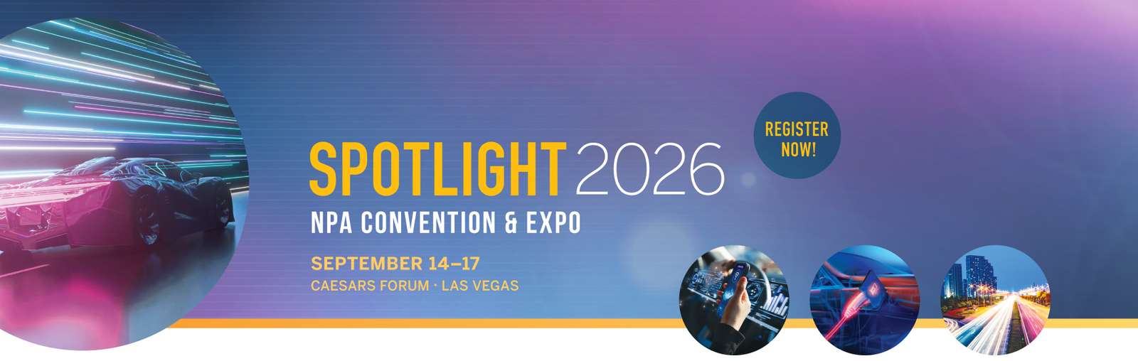 NPA Convention & Expo 2026 promotional banner showcasing parking management, mobility technologies, smart parking systems, transportation innovation, and parking industry solutions in Las Vegas