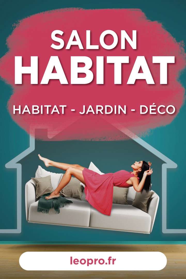 Salon Habitat Mantes-la-Jolie 2026 official logo representing a home improvement exhibition for construction, renovation, interior design, decoration, and landscaping in France