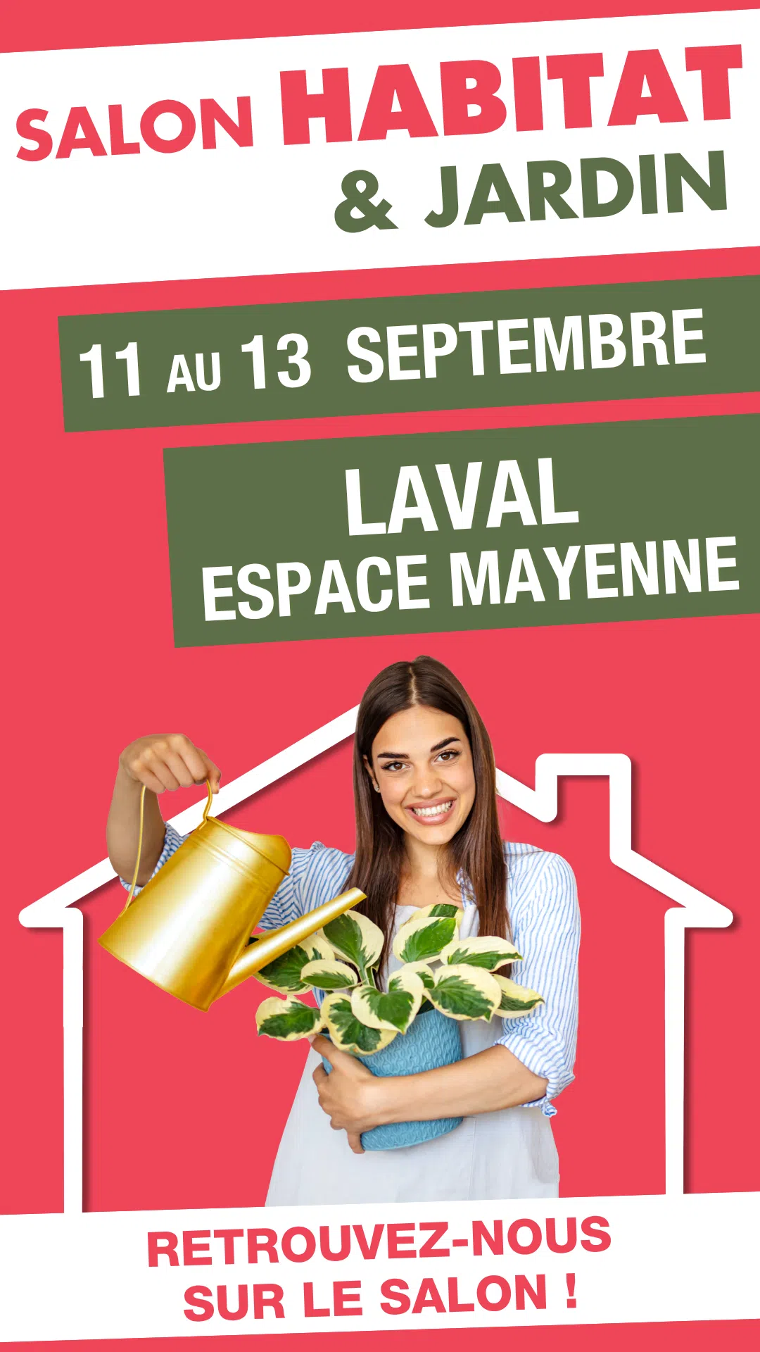 Salon Habitat & Jardin Laval 2026 promotional banner showcasing home renovation, construction, interior design, landscaping, outdoor living, and garden solutions in Laval, France
