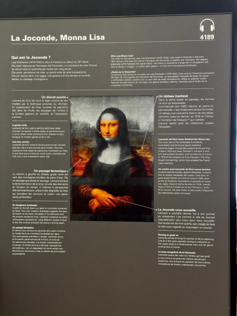Educational display panel about the Mona Lisa