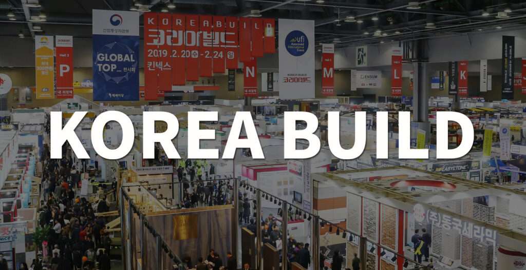 Korea Build Week COEX 2026 promotional banner representing Korea’s leading construction, architecture, and interior design exhibition held in Seoul, featuring building materials, smart construction technology, and design innovation