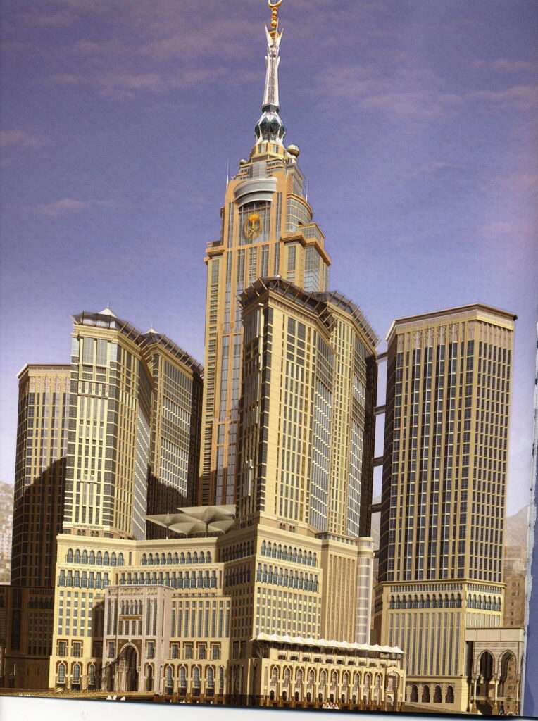 The Abraj Al-Bait skyscraper complex in Mecca, featuring the central Makkah Royal Clock Tower
