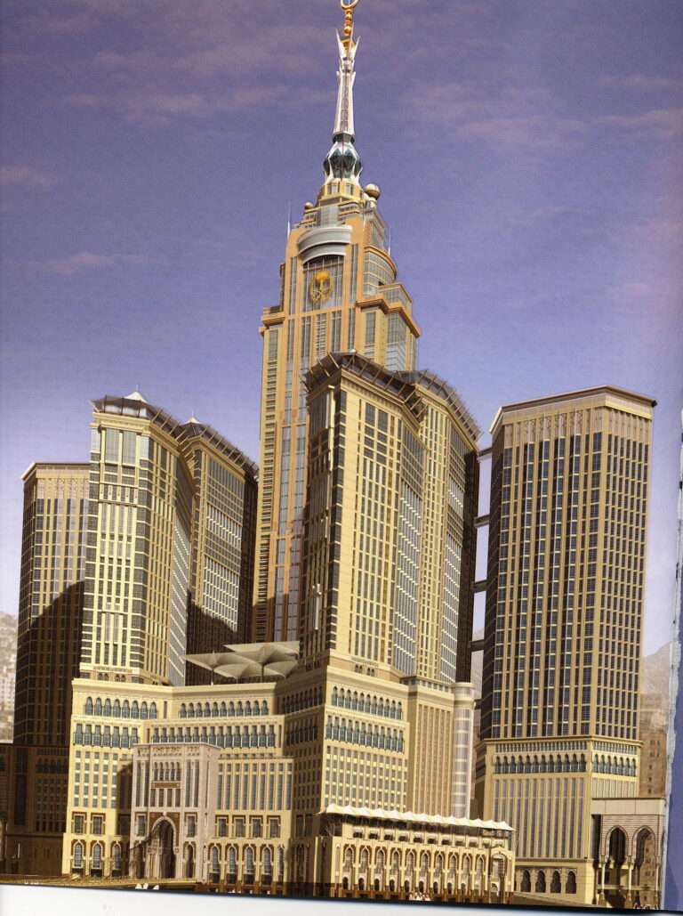 The Abraj Al-Bait skyscraper complex in Mecca, featuring the central Makkah Royal Clock Tower