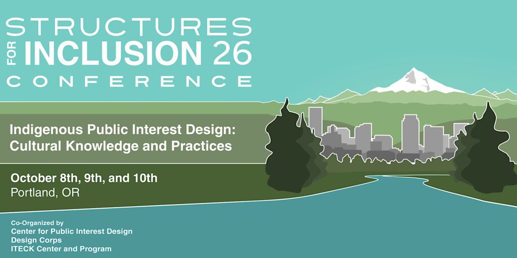 Design event promotional banner showcasing contemporary architecture, interior design, creative installations, and industry discussions for a design-focused gathering