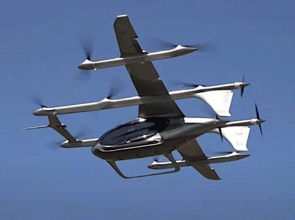 Top-down view of the core structure of the AutoFlight eVTOL aircraft in flight.