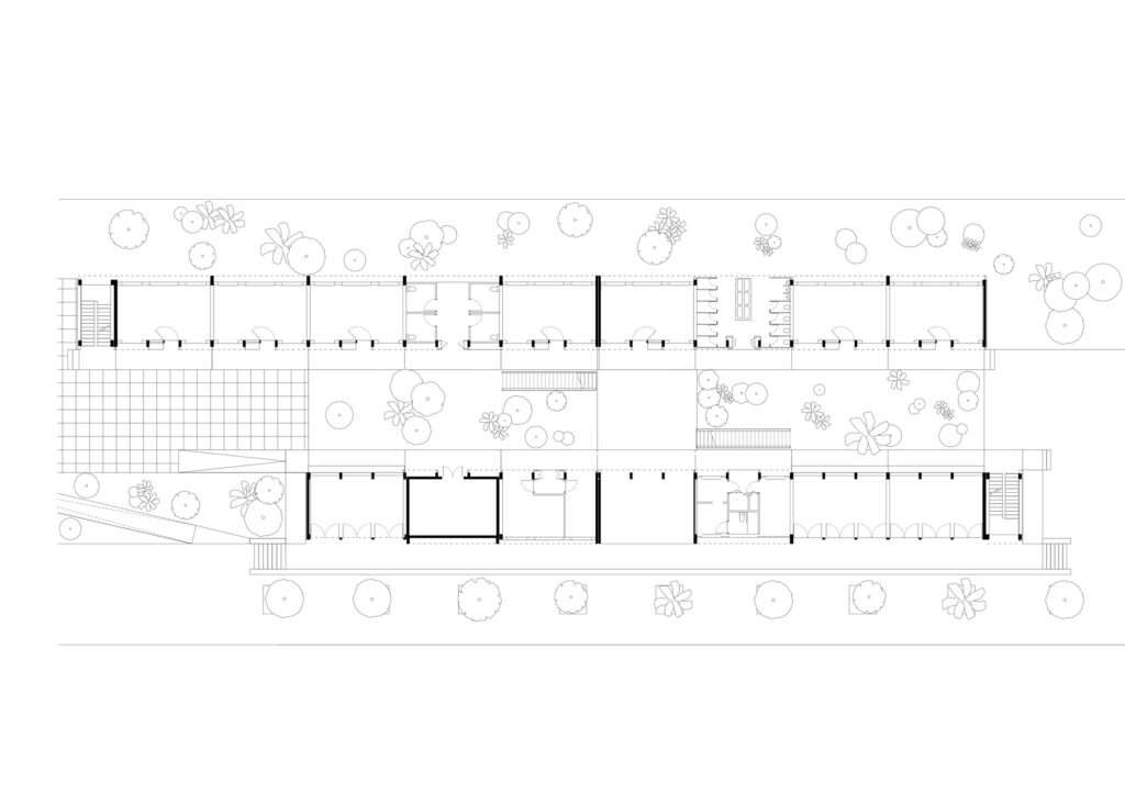 Architectural ground floor plan drawing of the Cheikh Anta Diop University student housing complex.